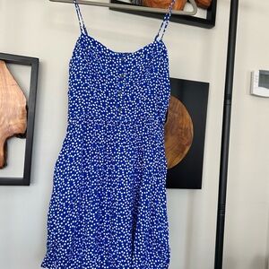 Express Blue and White Spotted Mini Dress